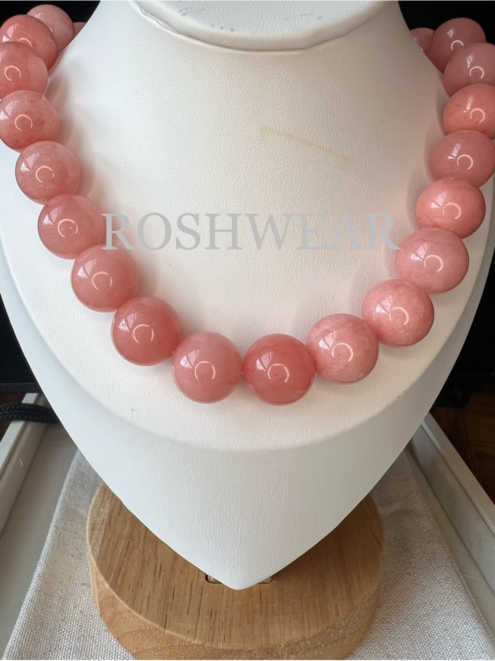 Pink Rhodochrosite Gemstones Beaded Necklace with 24k Gold Plated Clasps NWOT